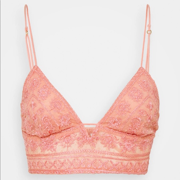 New FREE PEOPLE Elsie Embroidered Plunge Bralette - Picture 2 of 15